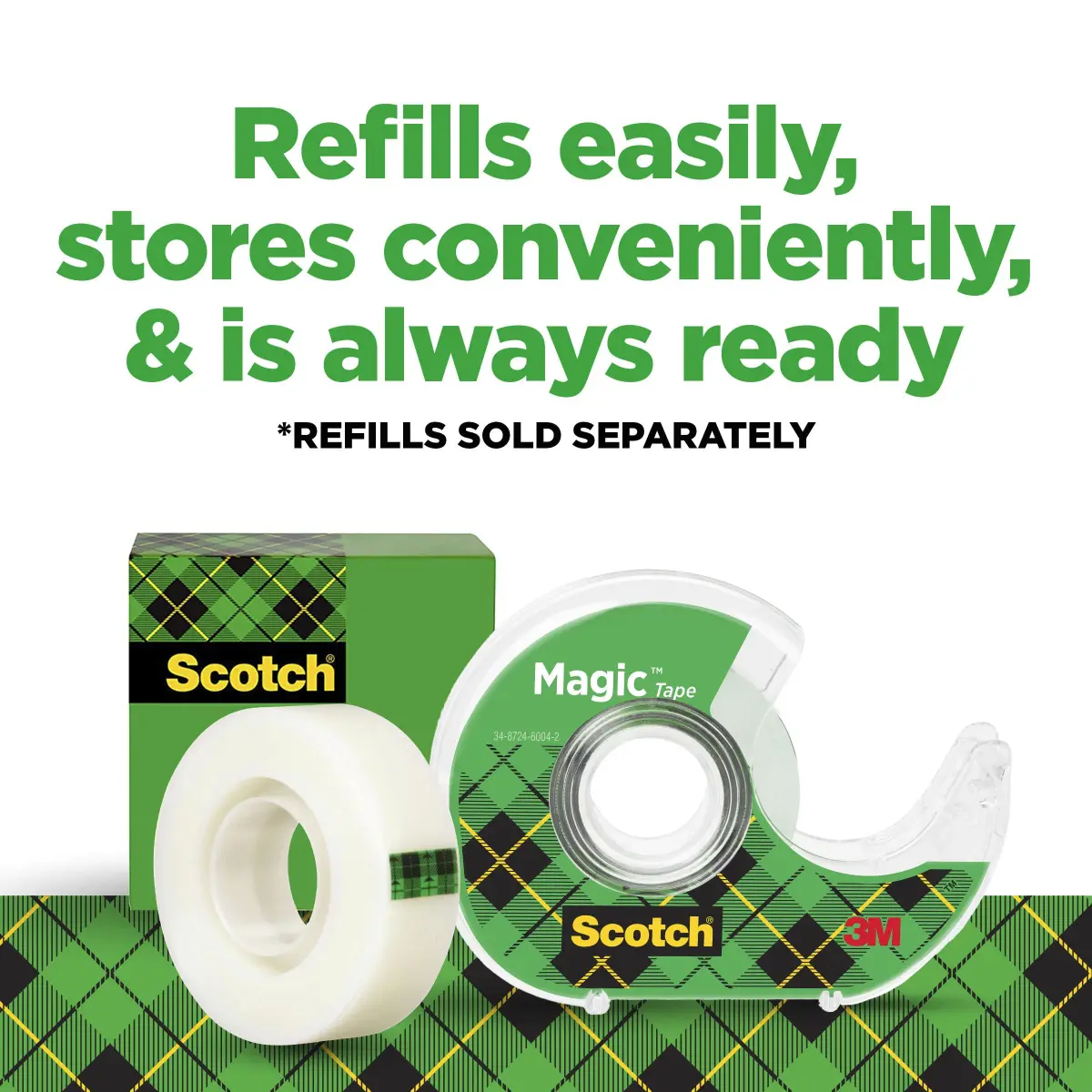 Scotch Magic Tape Value Pack with Dispensers, 12 Rolls (3/4 in x 350 in each) | Invisible Matte Finish Adhesive Tape - view 5