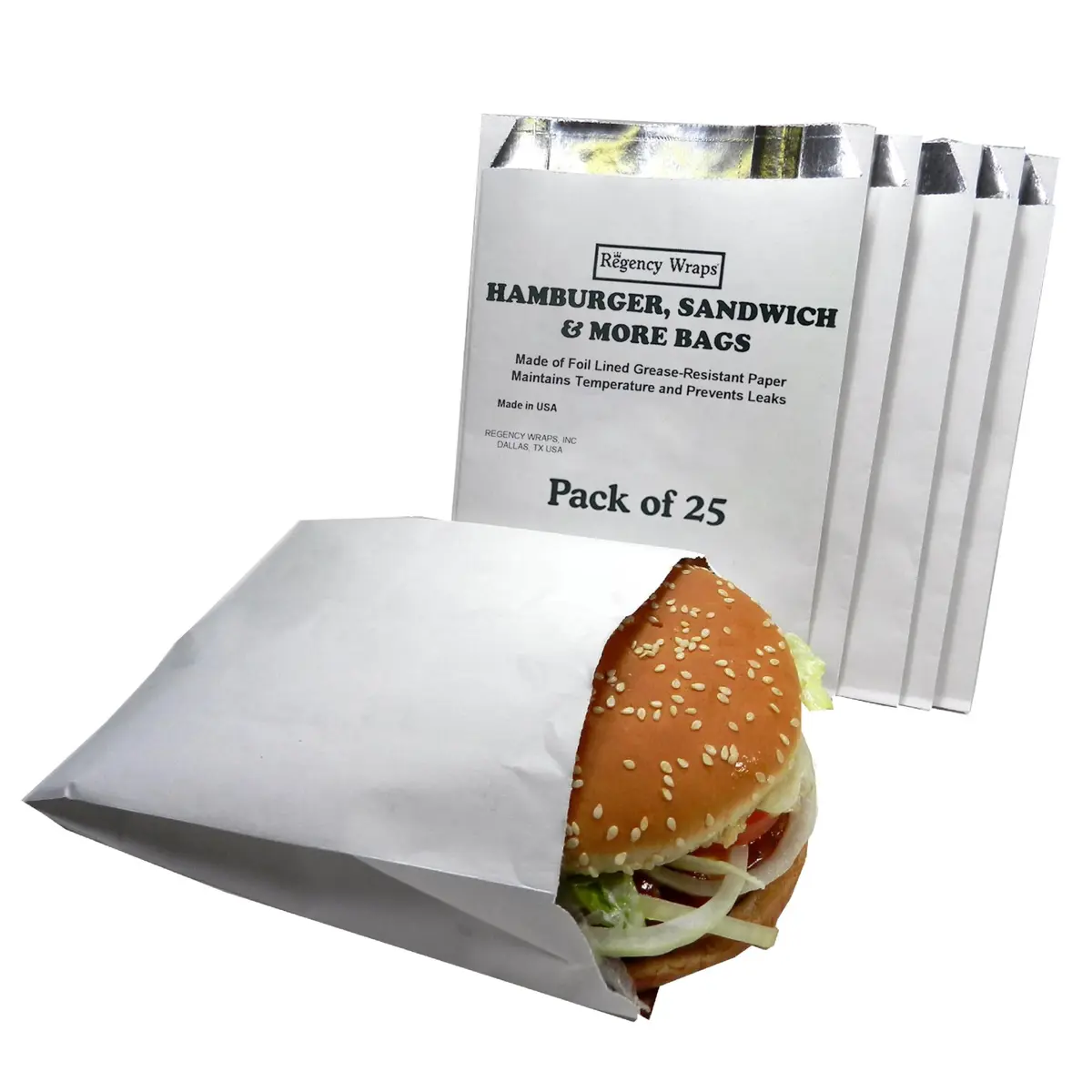 Regency Wraps Grease Resistant French Fry Bags 4.5 x 3.5 Inch Pack of 50 | Keep Hands Clean at Parties — Hamburger Bag - main product image