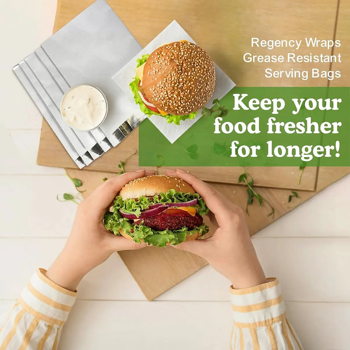 Regency Wraps Grease Resistant Snack Bags, Foil Lined Burger Bags 25 Pack | Keep Food Warm and Fresh - view 6