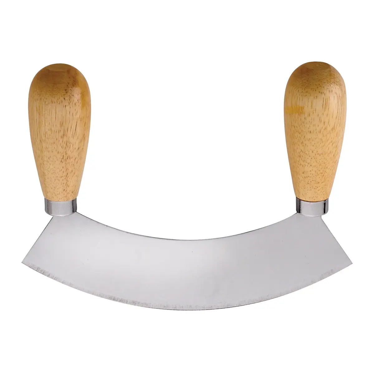 HIC Kitchen Mezzaluna Rocking Chopper & Mincing Knife 6.75 Inch | Stainless Steel & Rubberwood for Herbs Vegetables Nuts - main product image