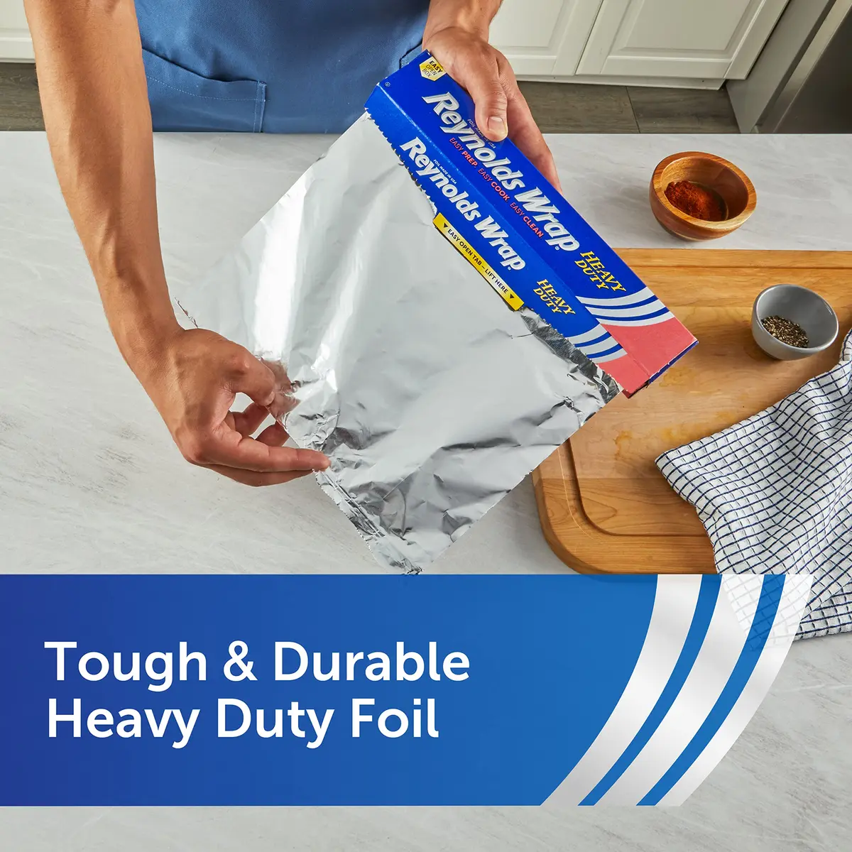 Reynolds Heavy Duty Aluminum Foil Roll 12 Inch Wide, 130 Sq Ft | Strong & Durable for Grilling & Cooking - view 5