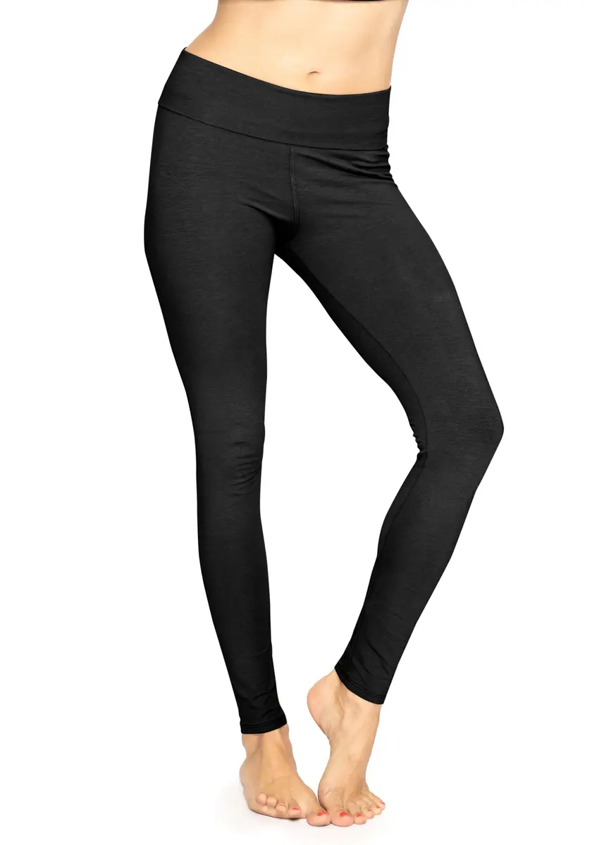 STRETCH IS COMFORT Women's Cotton Full Length Leggings Black | Breathable, Flexible & All-Day Comfort - main product image