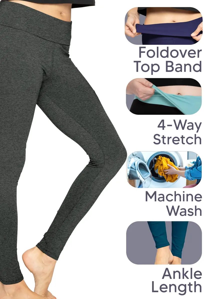 STRETCH IS COMFORT Women's Cotton Full Length Leggings Black | Breathable, Flexible & All-Day Comfort - view 5