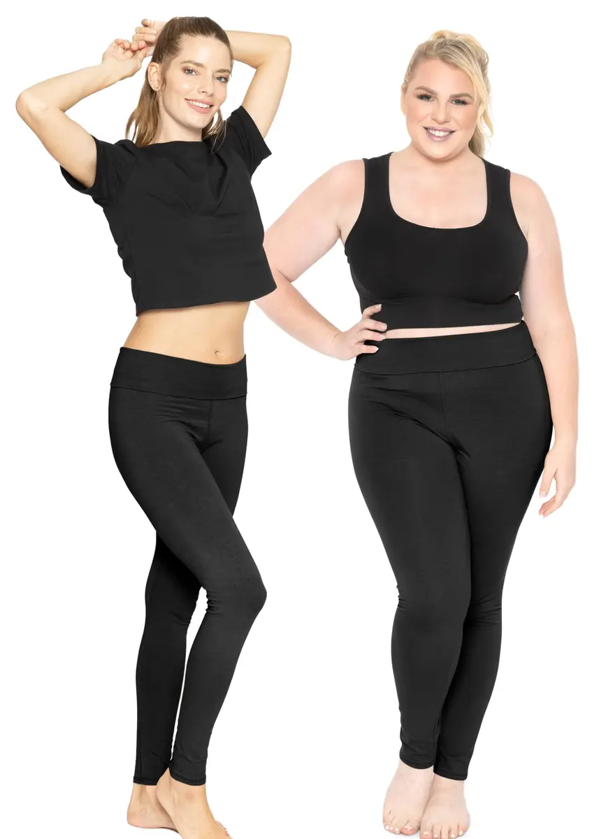 STRETCH IS COMFORT Women's Cotton Full Length Leggings Black | Breathable, Flexible & All-Day Comfort - view 2