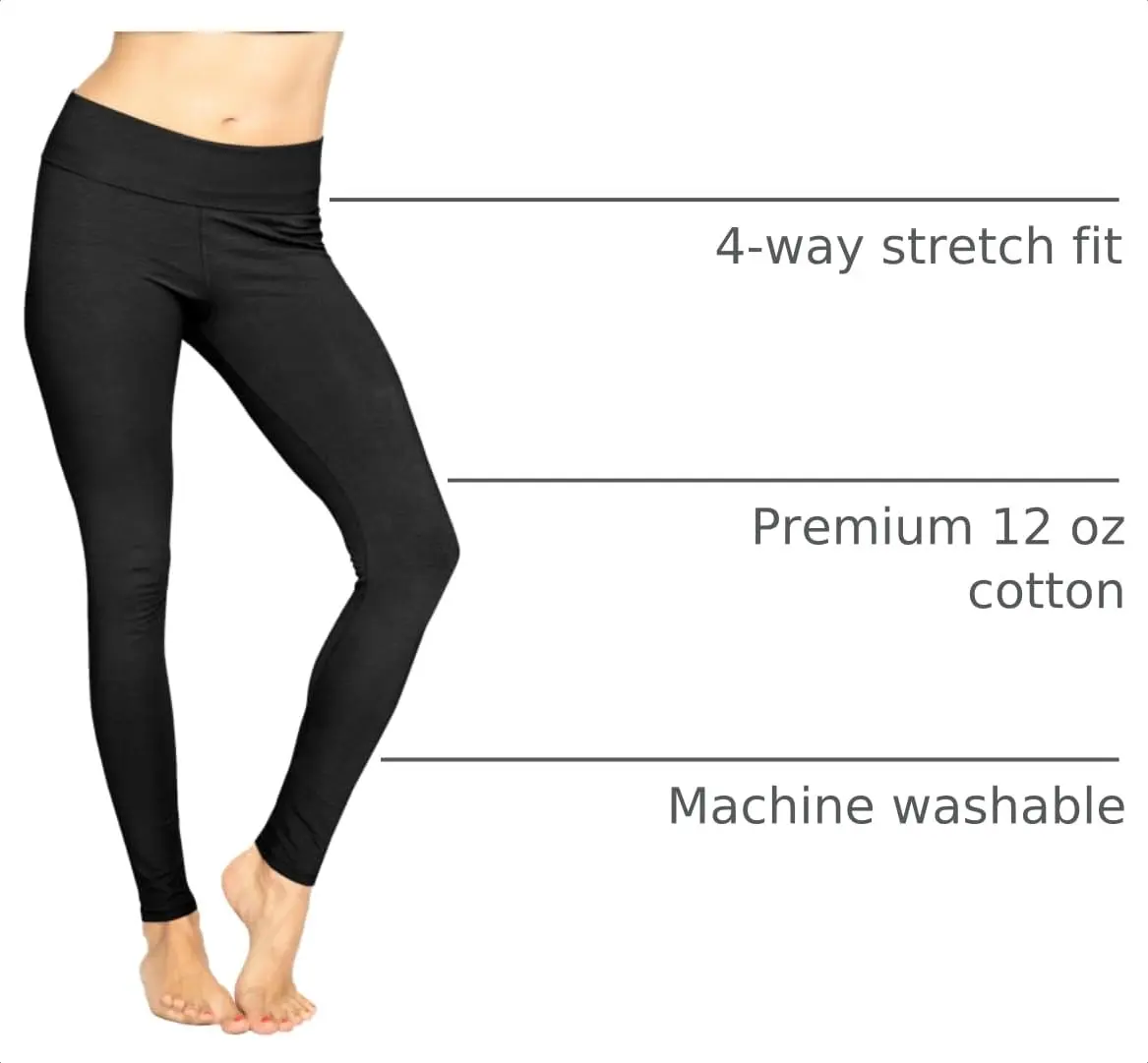 STRETCH IS COMFORT Women's Cotton Full Length Leggings Black X-Large | Breathable, Flexible & Comfortable Fit - view 4