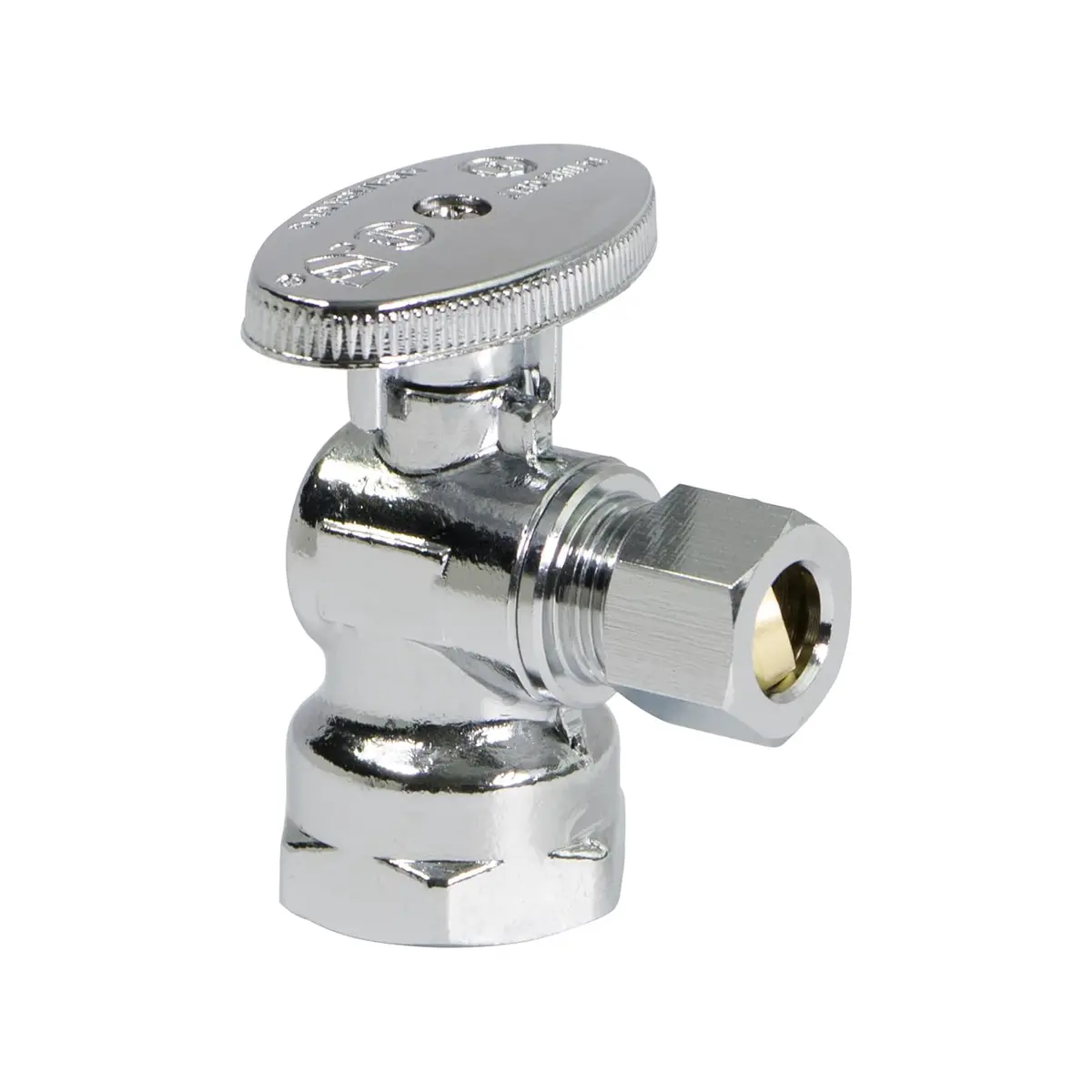 Midline Valve 1/2" FIP x 3/8" OD Compression Quarter Turn Angle Stop Valve | Chrome Plated Brass, NSF/ANSI 61/372 Certified - main product image