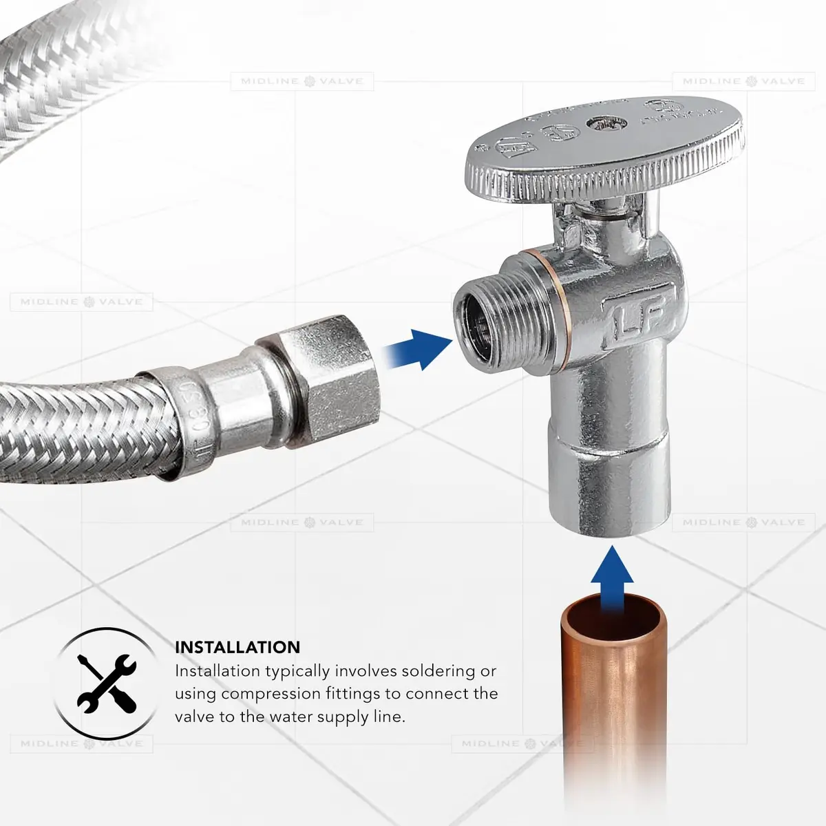 Midline Valve 81212QS-OM 1/2 in. Sweat x 3/8 in. O.D. COMP Angle Shut-off Valve | NSF Certified Lead-Free Brass - view 4