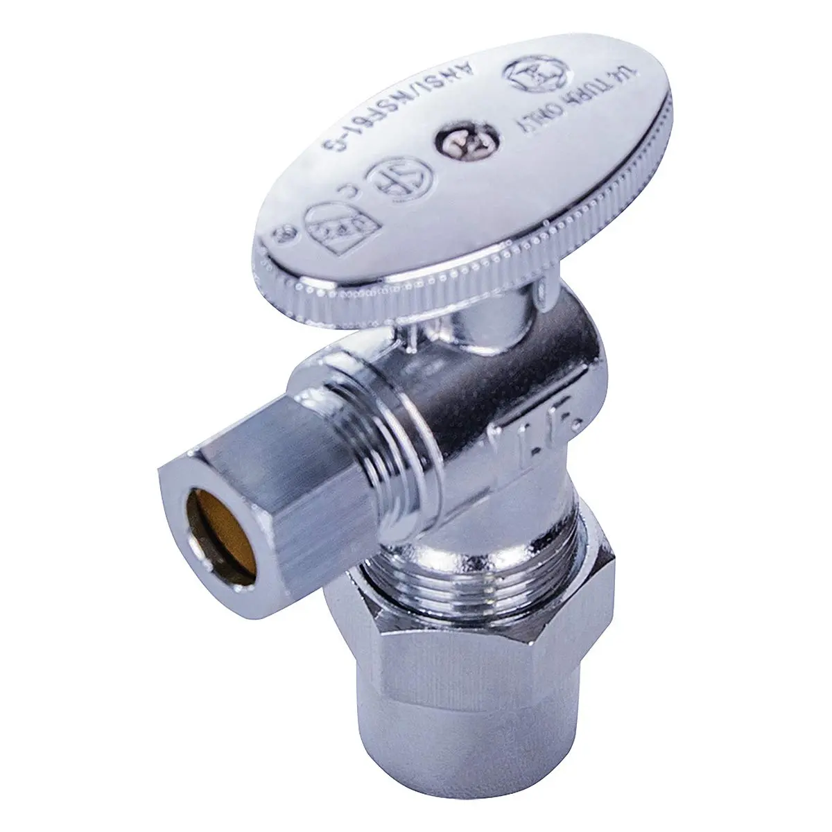 Midline Valve 81412QS-OM Angle Shut-off Valve 1/2 in. CPVC x 3/8 in. O.D. COMP Chrome Plated Brass - main product image