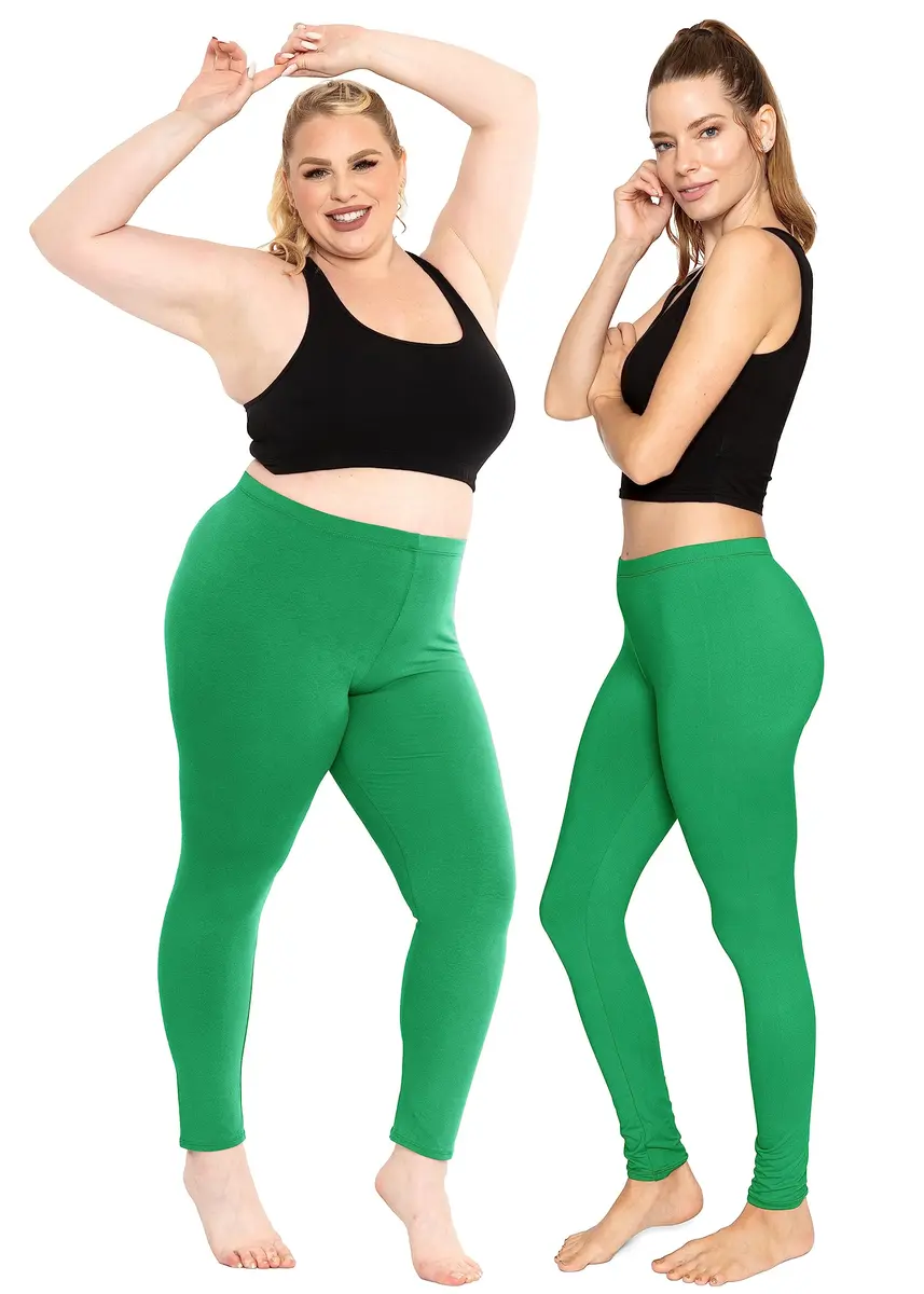 STRETCH IS COMFORT Women’s Full Length Leggings Kelly Green Large | Mid-Rise, 95% Polyester, Comfortable Fit - view 2