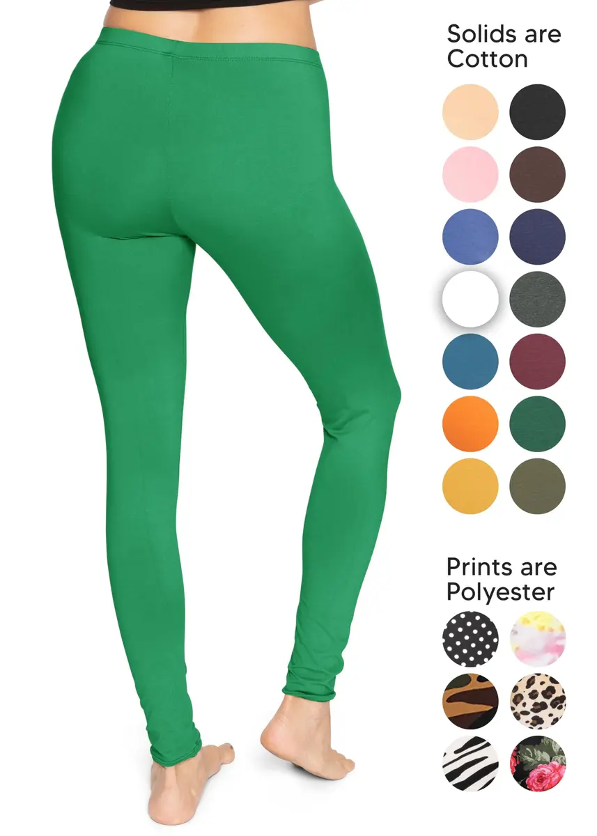 STRETCH IS COMFORT Women’s Full Length Leggings Kelly Green Large | Mid-Rise, 95% Polyester, Comfortable Fit - view 3
