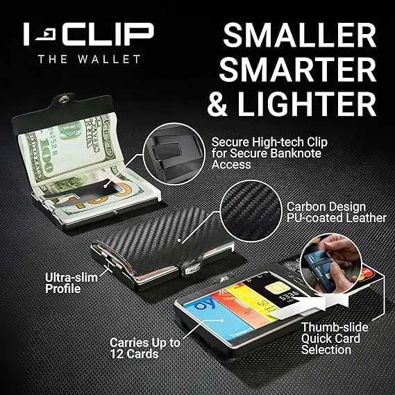 I-CLIP Premium Leather Slim Wallet with Money Clip & Card Holder - 9cm (3.5in) - Nutshell - view 2