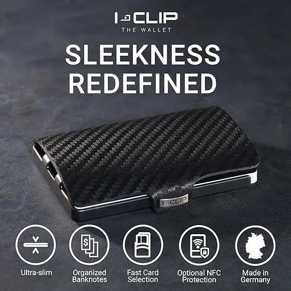 I-CLIP Premium Leather Slim Wallet with Money Clip & Card Holder - 9cm (3.5in) - Nutshell - view 3