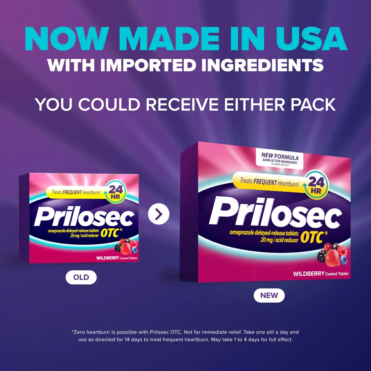 Prilosec OTC Omeprazole 20mg Delayed-Release Tablets Wildberry 42 | 24 Hour Heartburn Relief - view 2