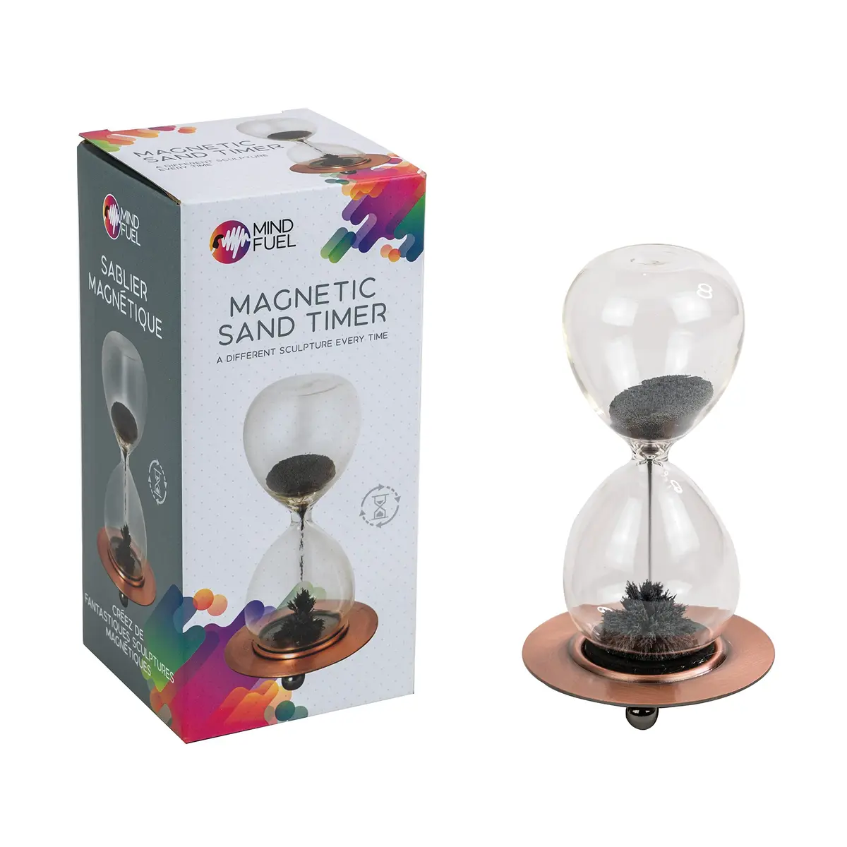 Westminster Magnetic Sand Timer with Copper Base Stand, 14.0 cm (5.5 inches) Tall | Creates Unique Sculptures - main product image