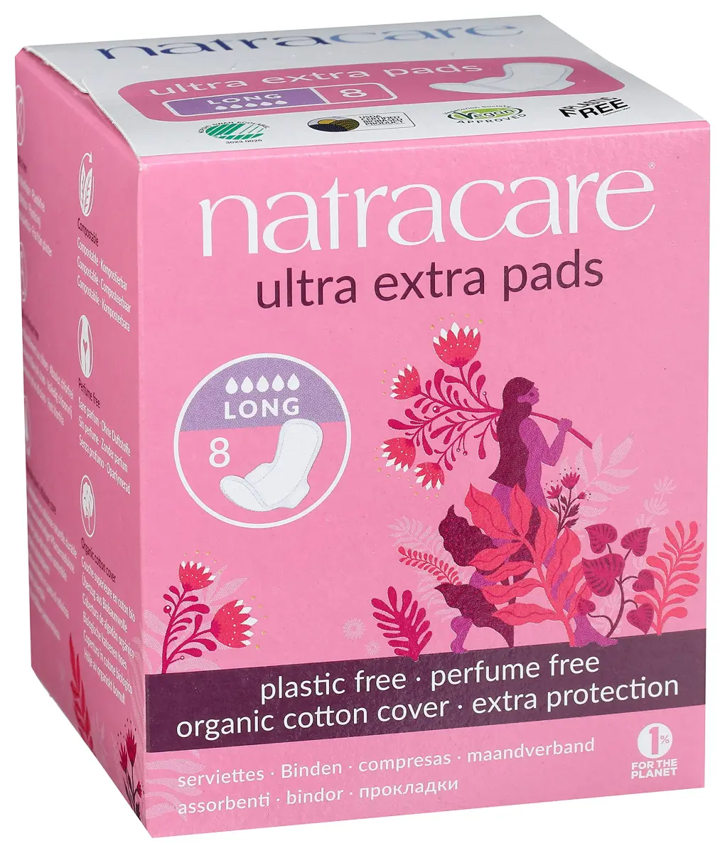 Natracare Ultra Extra Pads with Wings, Long, 8 Count | Dermatologist Tested & Hypoallergenic - view 3