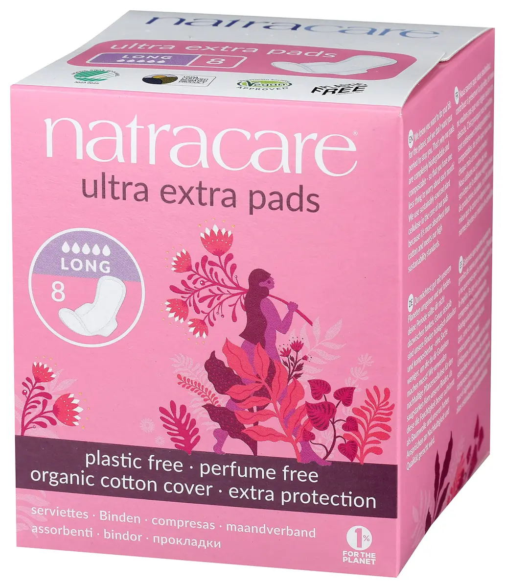 Natracare Ultra Extra Pads with Wings, Long, 8 Count | Dermatologist Tested & Hypoallergenic - view 4