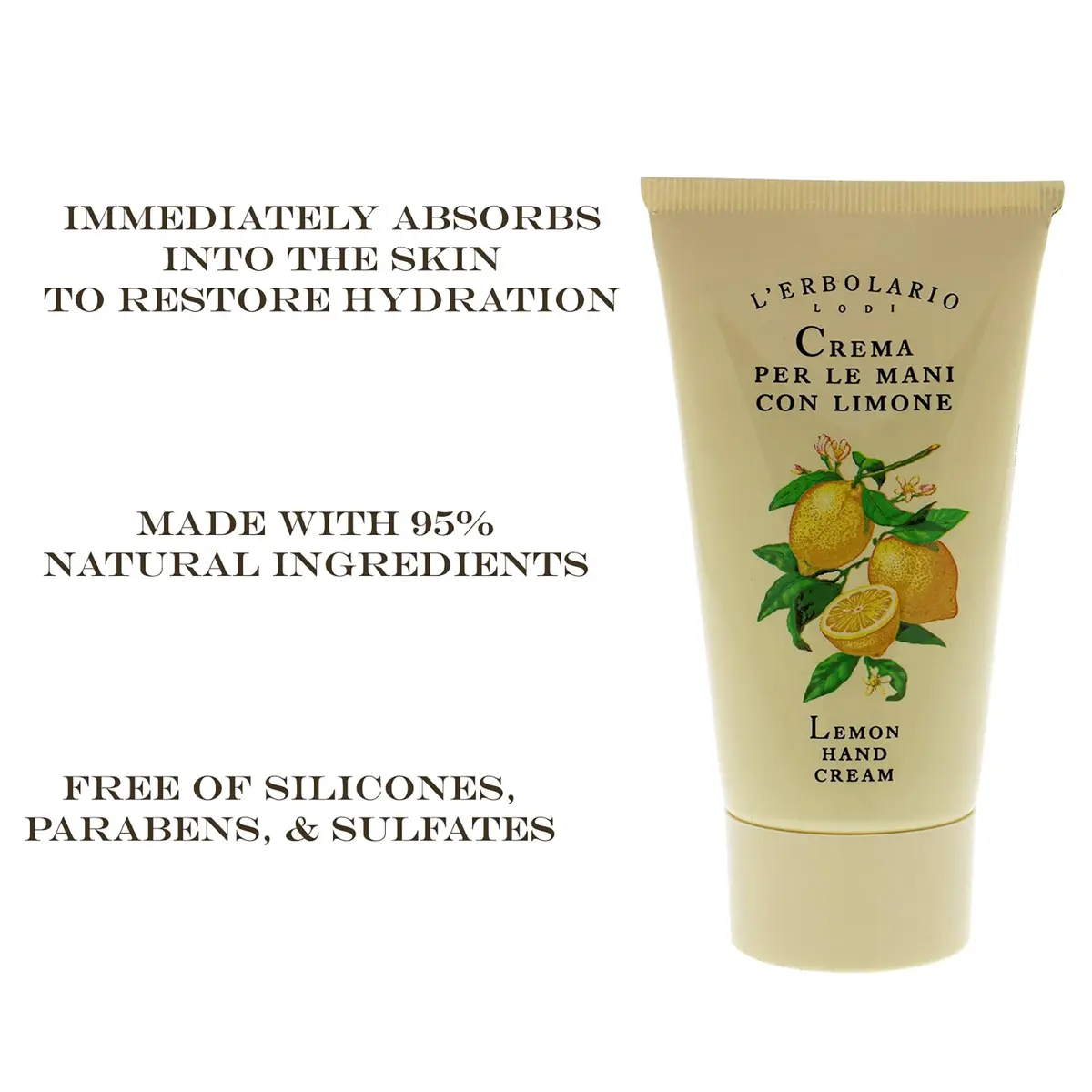 L'Erbolario Lemon Hand Cream - 2.5 oz | Hydrating, Refreshing & Protective Hand Lotion - view 2