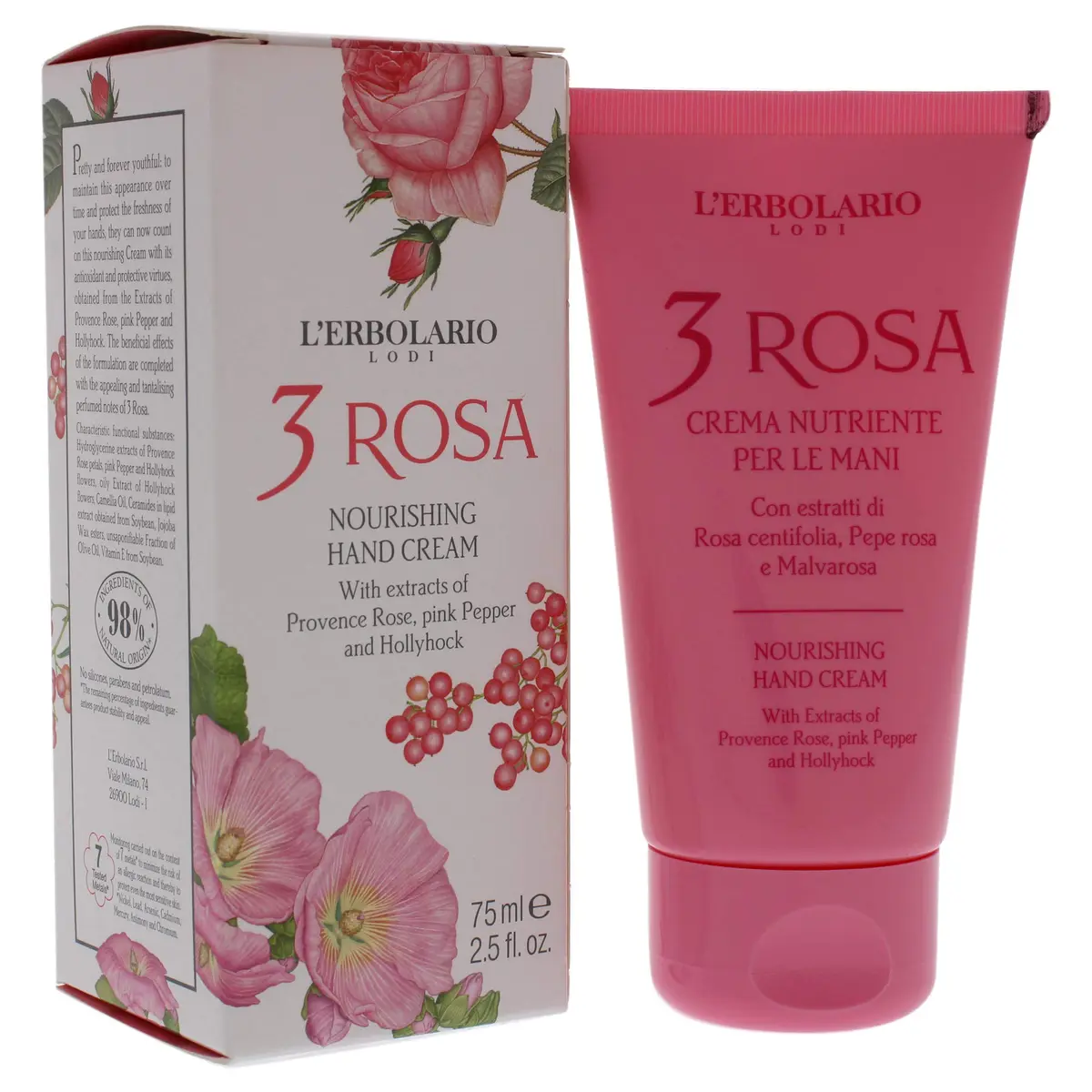 L'Erbolario 3 Rosa Nourishing Hand Cream 2.5 oz | Moisturizes & Soothes Dry Hands - view 3