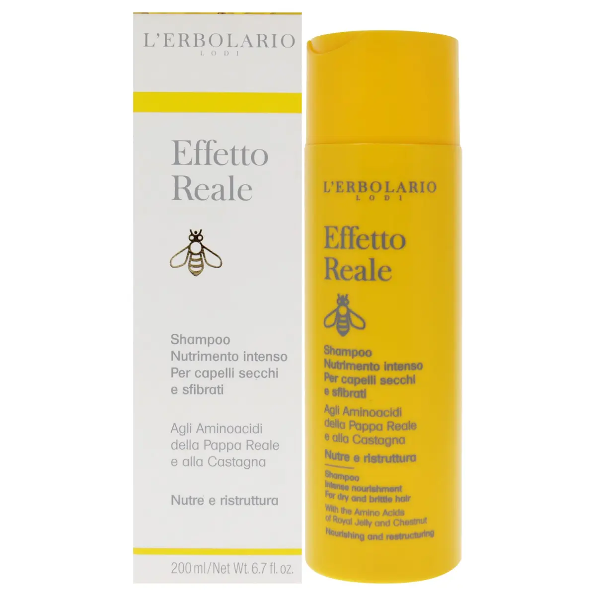 L'Erbolario Effetto Reale Intense Nourishment Shampoo – Clarifying for Dry & Brittle Hair – Unisex, 6.7 oz | Deep Nourishing & Hydrating - main product image