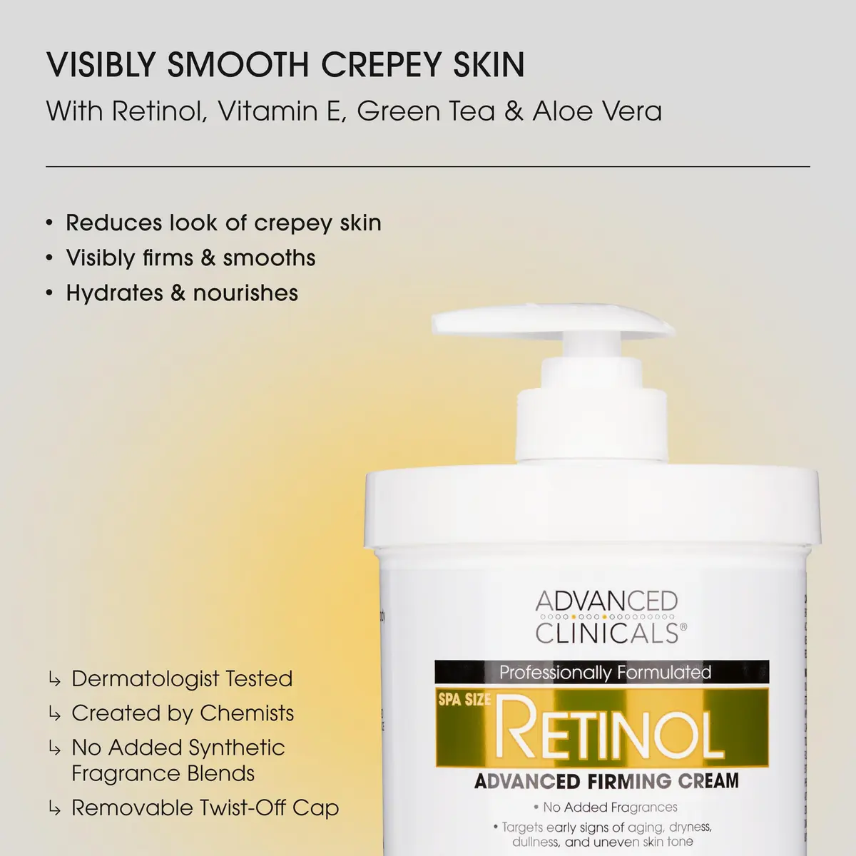 Advanced Clinicals Retinol Body Lotion & Face Moisturizer 1000ml (32 Fl Oz) | Targets Fine Lines & Wrinkles - view 2