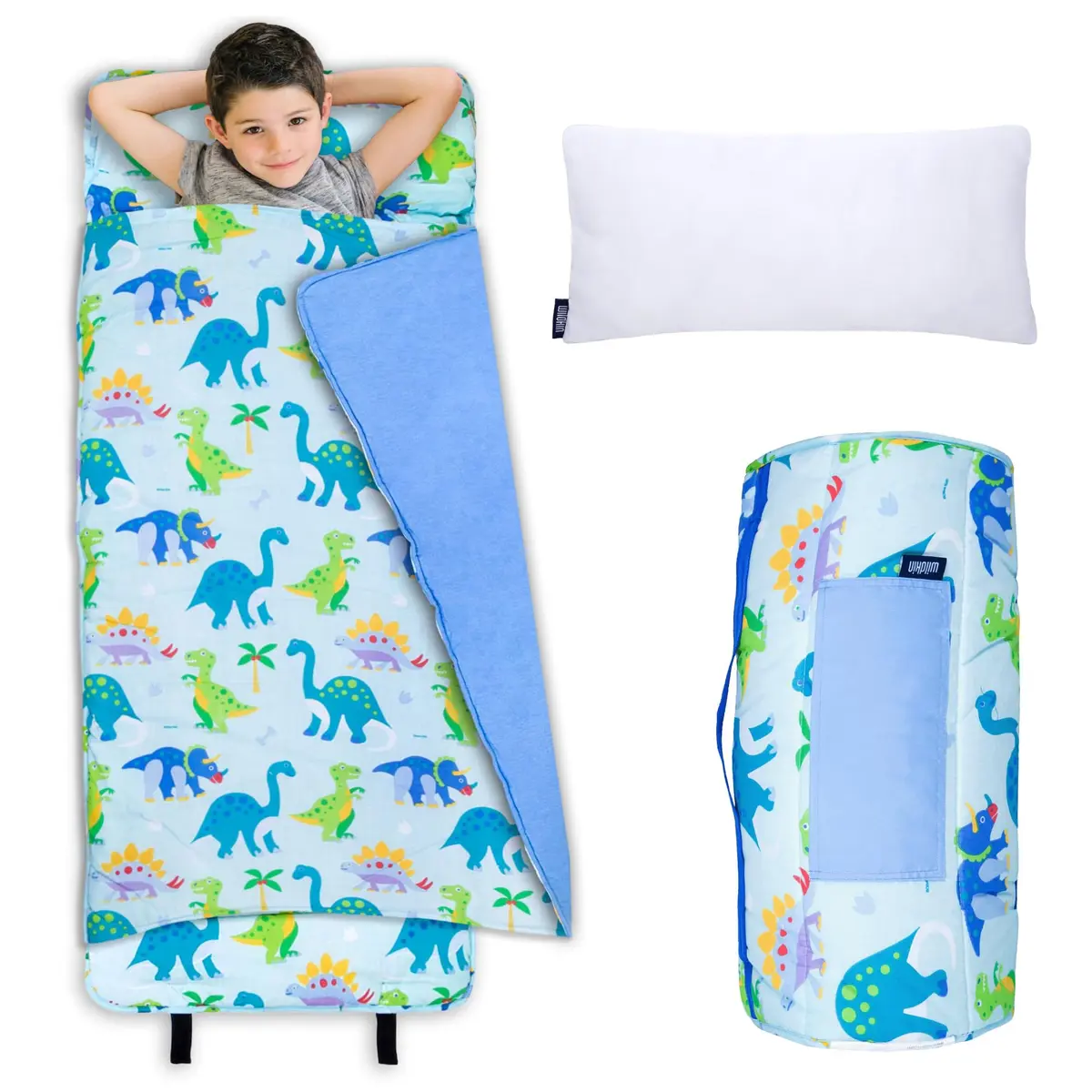 Wildkin Nap Mat with Pillow and Blanket | Preschool Rest Mat, Dinosaur Land, All-in-One Compact Roll - main product image