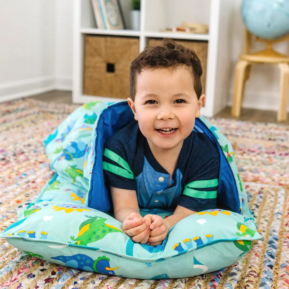 Wildkin Nap Mat with Pillow and Blanket | Preschool Rest Mat, Dinosaur Land, All-in-One Compact Roll - view 2