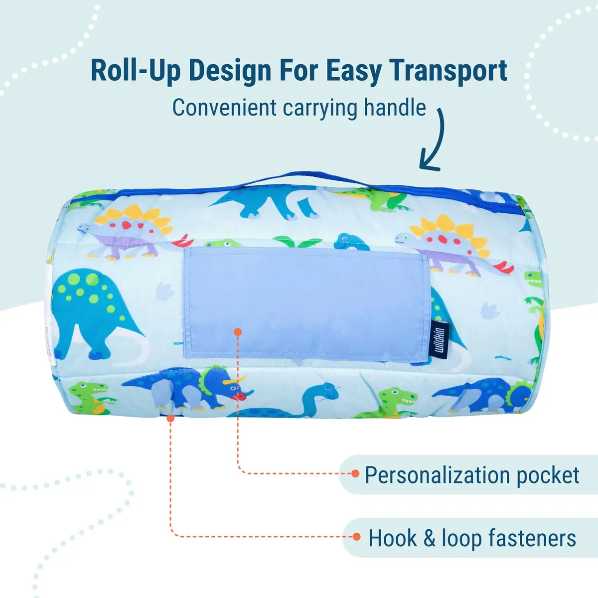 Wildkin Nap Mat with Pillow and Blanket | Preschool Rest Mat, Dinosaur Land, All-in-One Compact Roll - view 4