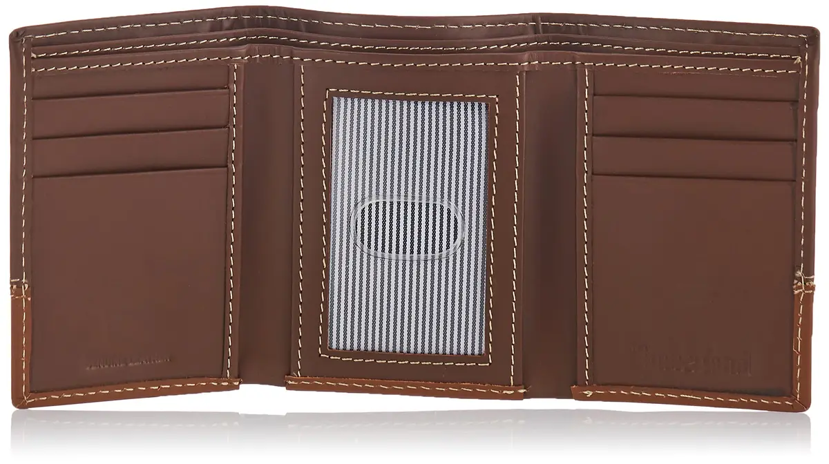 Timberland Men's Genuine Leather Trifold Wallet With ID Window, Brown/Tan, 11.4cm x 8.9cm (4.5in x 3.5in) | RFID Blocking ID Holder - view 5