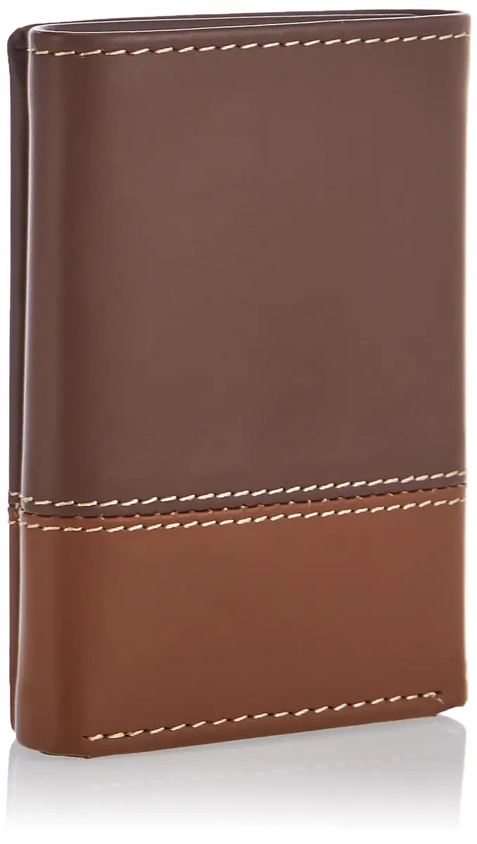 Timberland Men's Genuine Leather Trifold Wallet With ID Window, Brown/Tan, 11.4cm x 8.9cm (4.5in x 3.5in) | RFID Blocking ID Holder - view 2