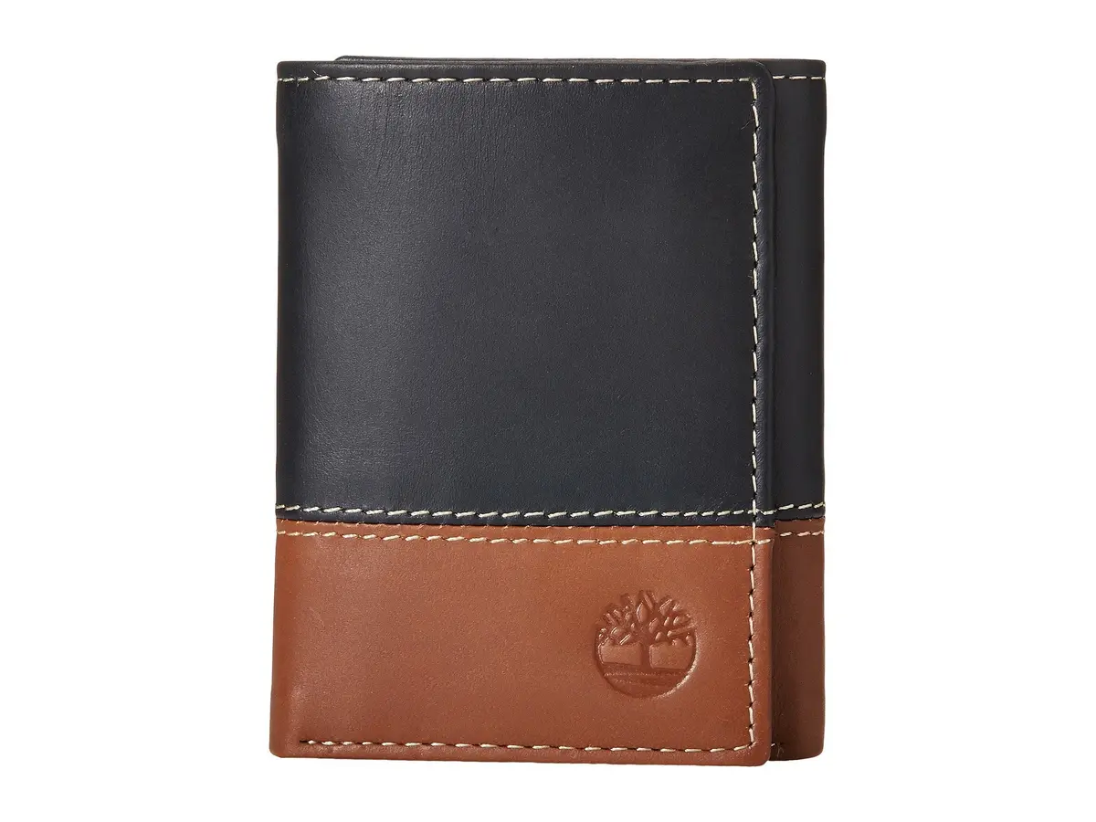 Timberland Two-Tone Trifold Genuine Leather Wallet Black/Brown | RFID Protected Slim Design - main product image
