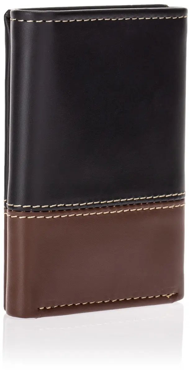 Timberland Two-Tone Trifold Genuine Leather Wallet Black/Brown | RFID Protected Slim Design - view 3