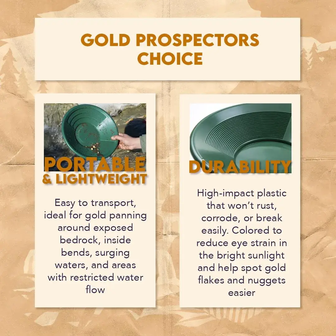 SE 14” Green Plastic Gold Pan with Dual Riffles | Lightweight Prospecting Tool - view 4