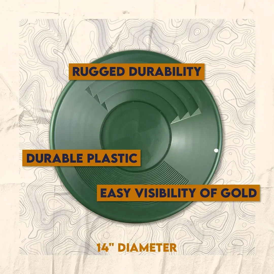 SE 14” Green Plastic Gold Pan with Dual Riffles | Lightweight Prospecting Tool - view 2