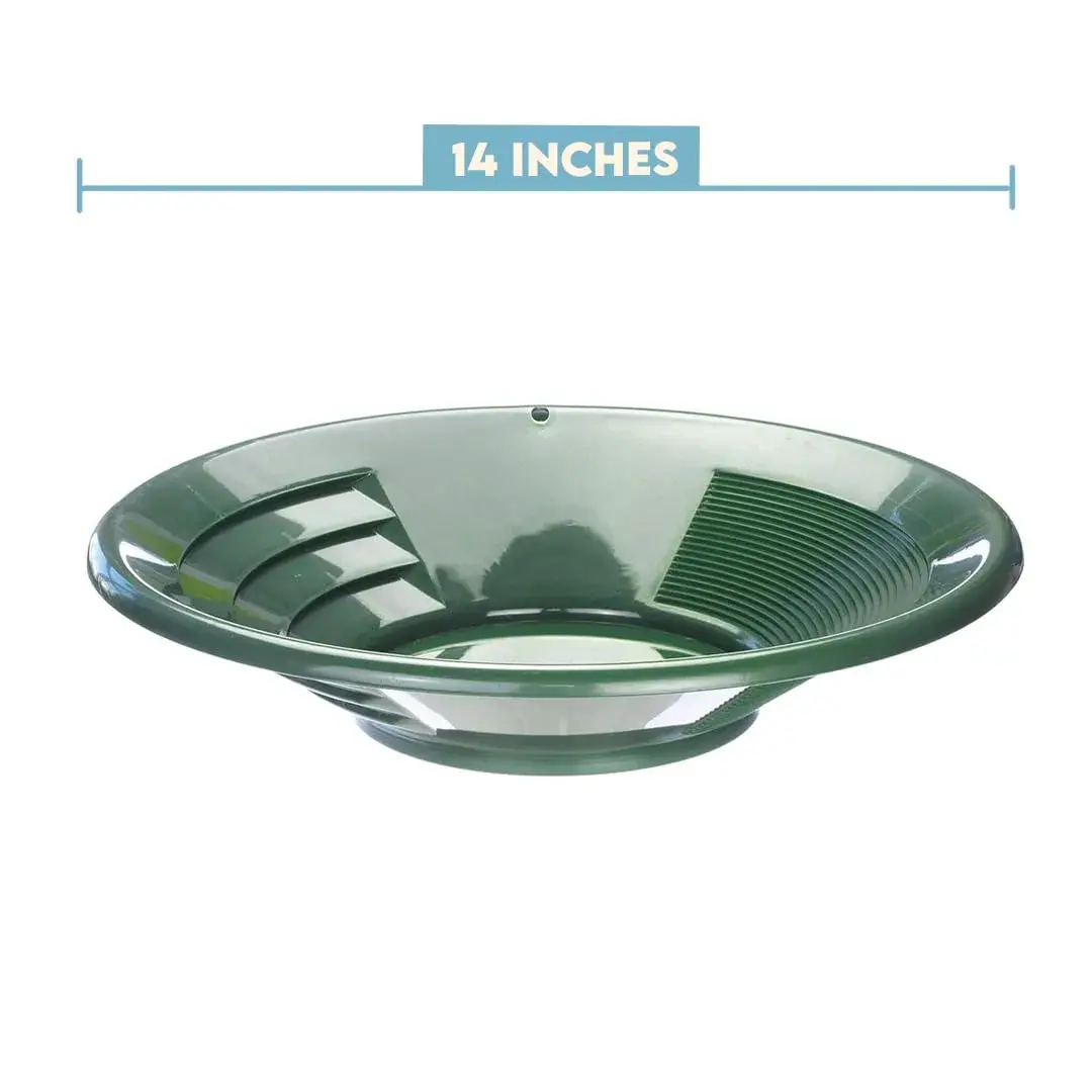 SE 14” Green Plastic Gold Pan with Dual Riffles | Lightweight Prospecting Tool - view 3