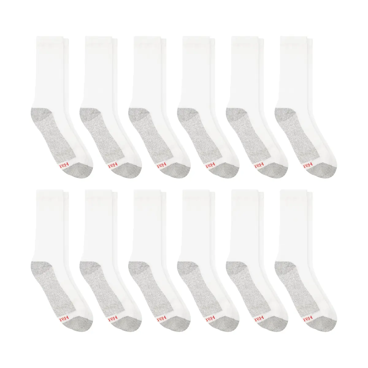 Hanes Double Tough Crew Socks 12-Pair Pack, White/Grey Foot Bottom, Men's Size 6-12 | Full Cushioning & Odor Protection - view 4