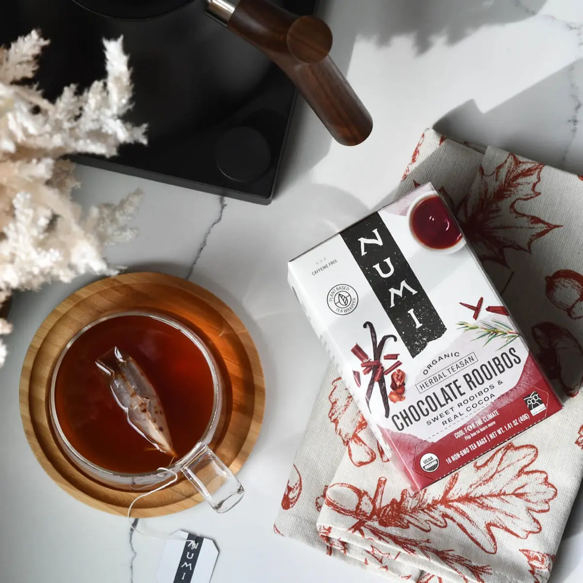 Numi Organic Chocolate Rooibos Tea, 48 Herbal Tea Bags | Caffeine Free, USDA Organic, Biodegradable Bags - view 8
