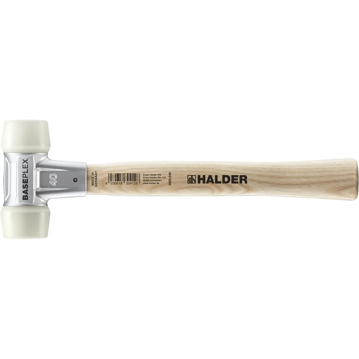 Halder Baseplex Soft-Faced Mallet 40mm (1.57 in) | Hard Nylon Inserts, Zinc Die-Cast Housing, Wooden Handle - main product image