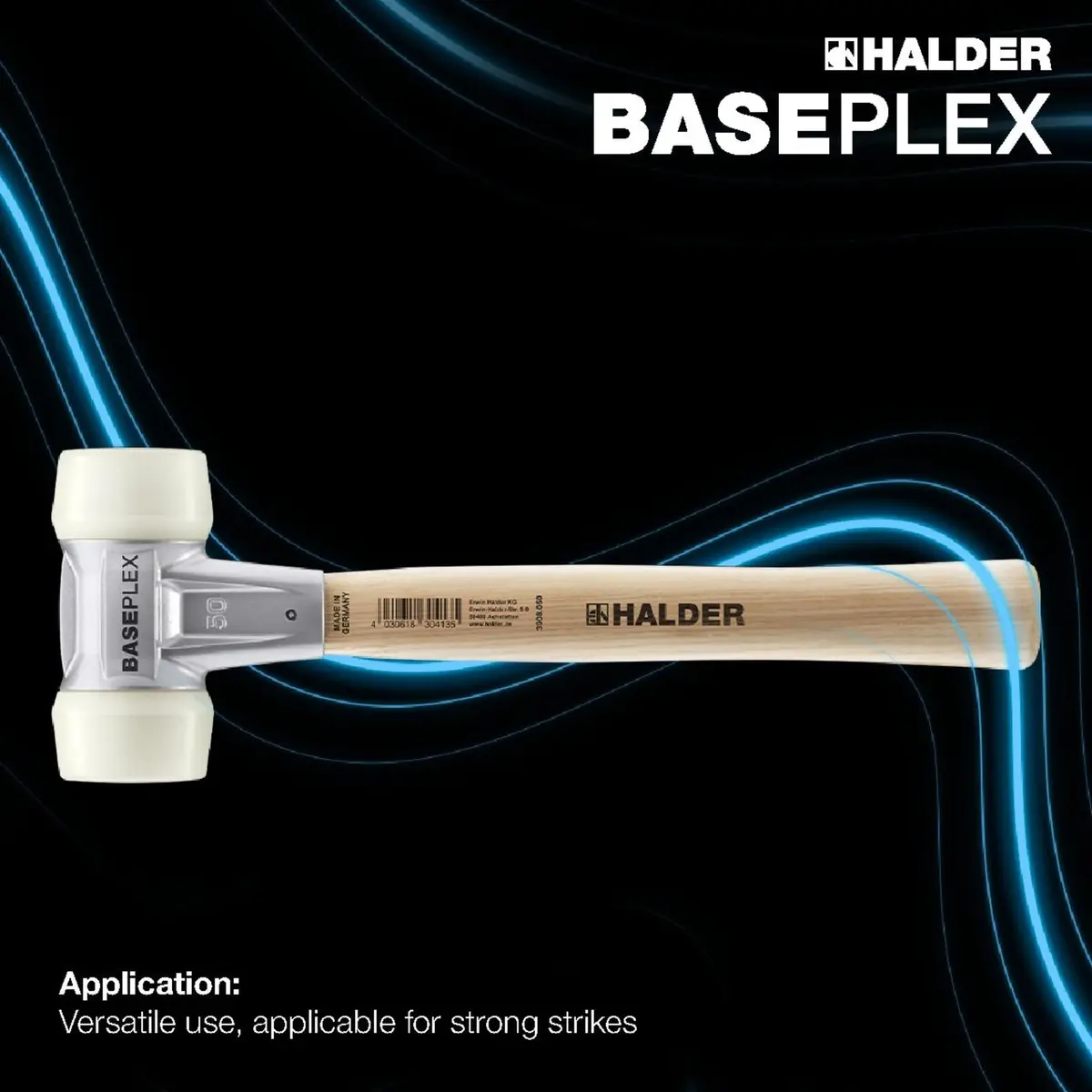 Halder Baseplex 2 lb. Mallet with Nylon Inserts on Both Sides | Zinc Die Cast Housing & Wooden Handle - view 2