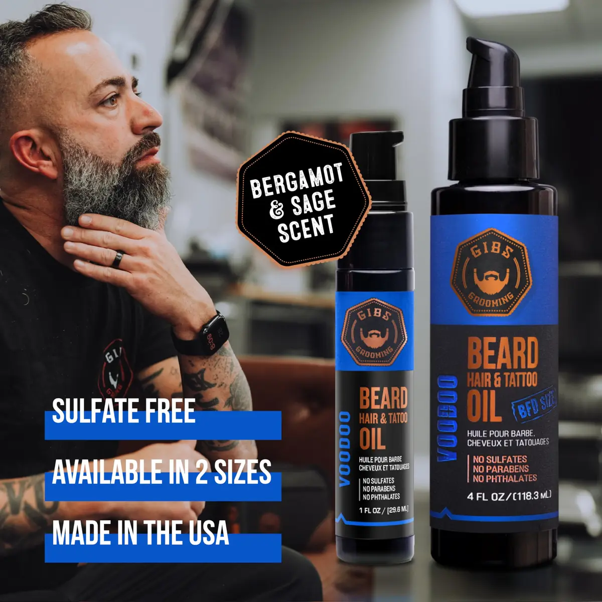 GIBS Grooming Voodoo Prince Beard, Hair & Tattoo Oil 1 fl oz | Softens, Strengthens, Protects Skin - view 5