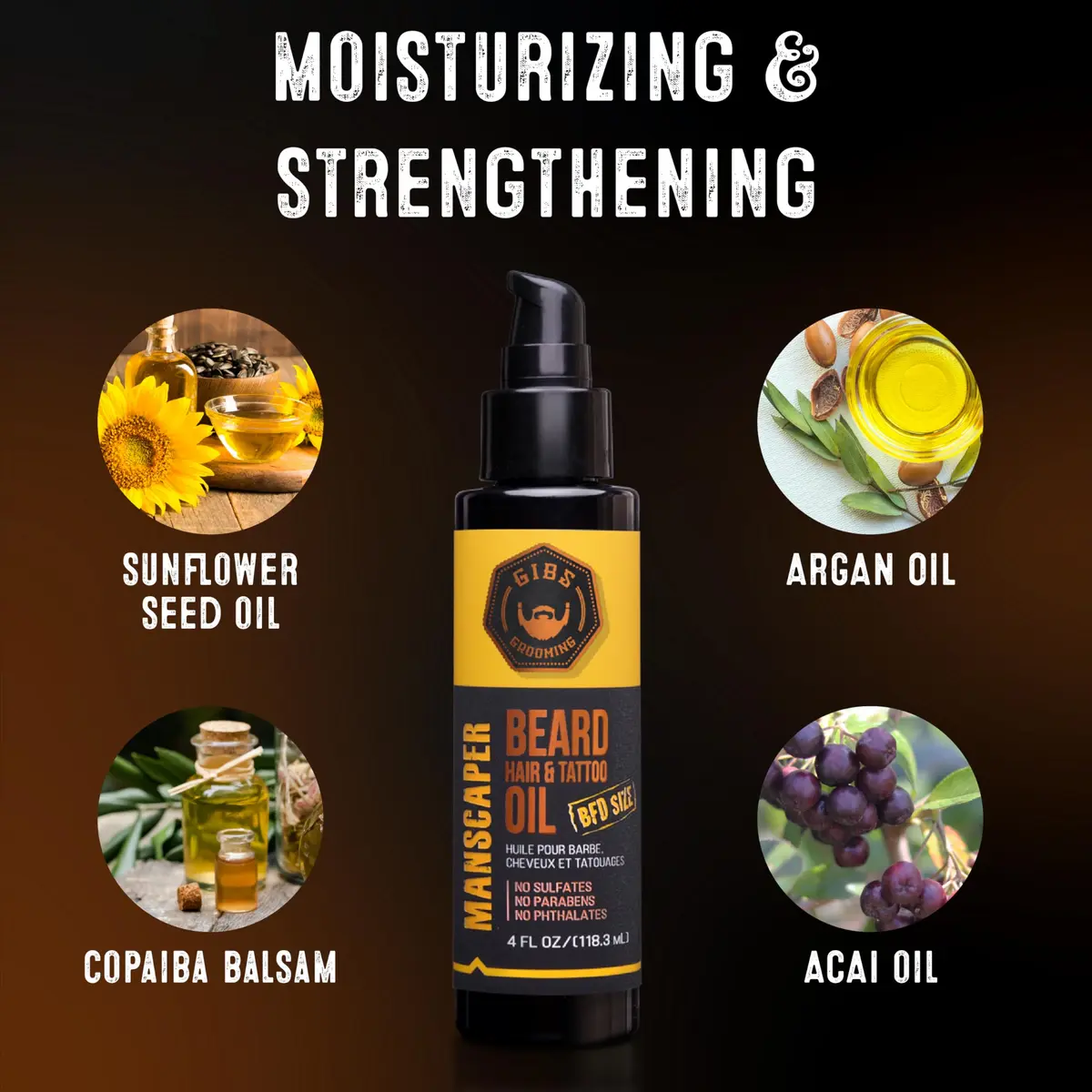 GIBS Grooming Voodoo Prince Beard, Hair & Tattoo Oil 1 fl oz | Softens, Strengthens, Protects Skin - view 4