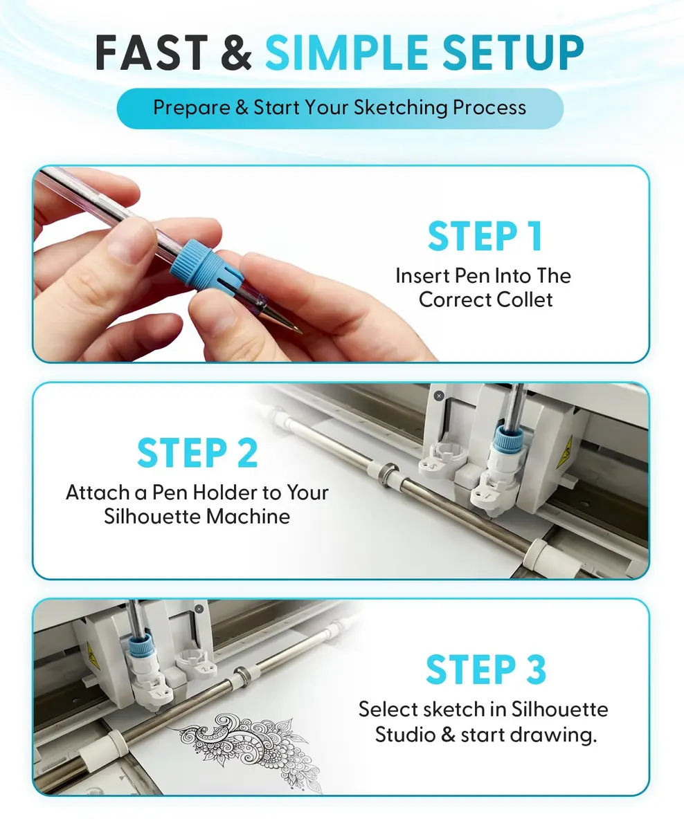 Silhouette America Pen Holder 2 with 3 Threaded Adapters | Compatible with Silhouette Cameo - view 3
