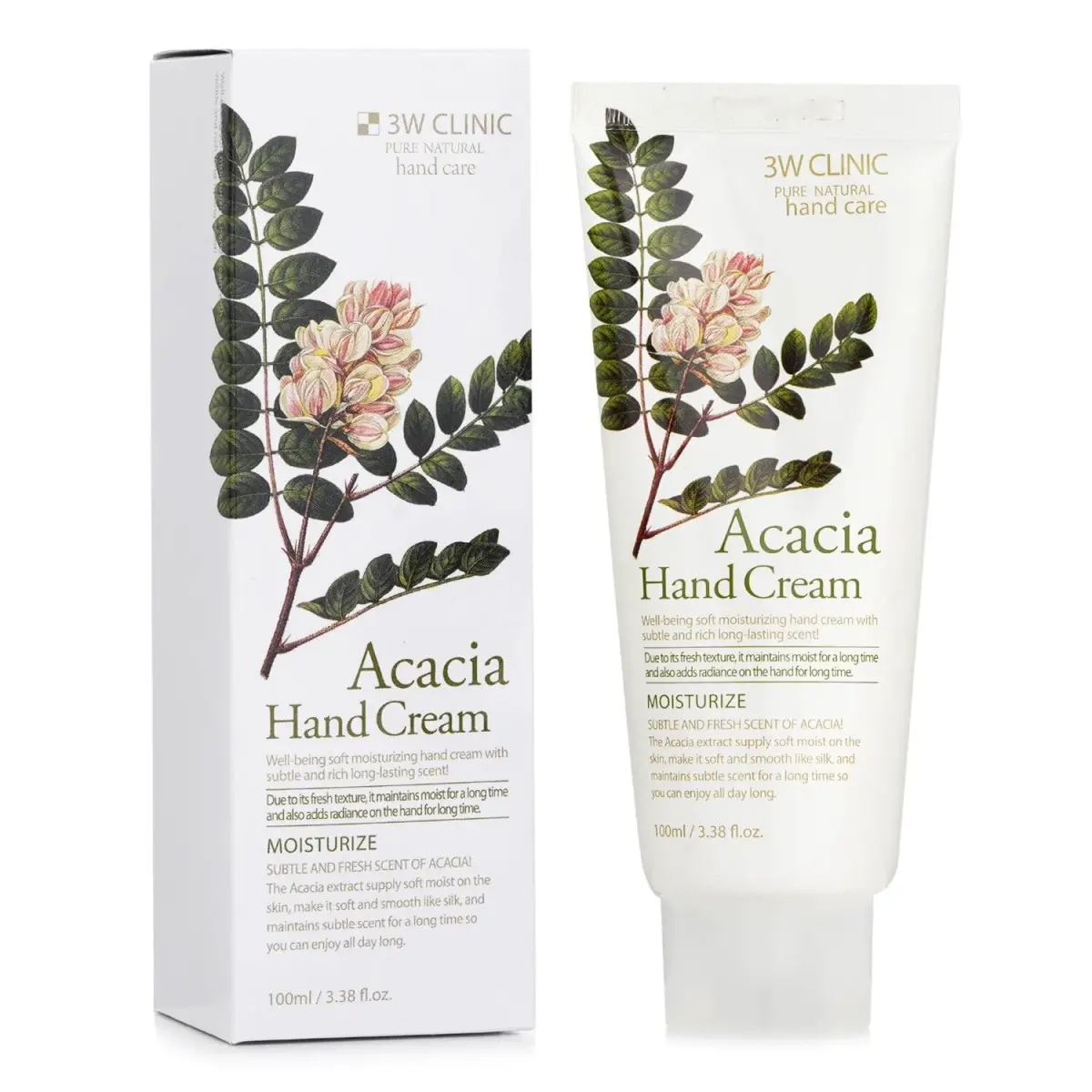3W Clinic Hand Cream Acacia 100ml (3.38 Fl Oz) | Hydrating & Non-Sticky Formula - view 2