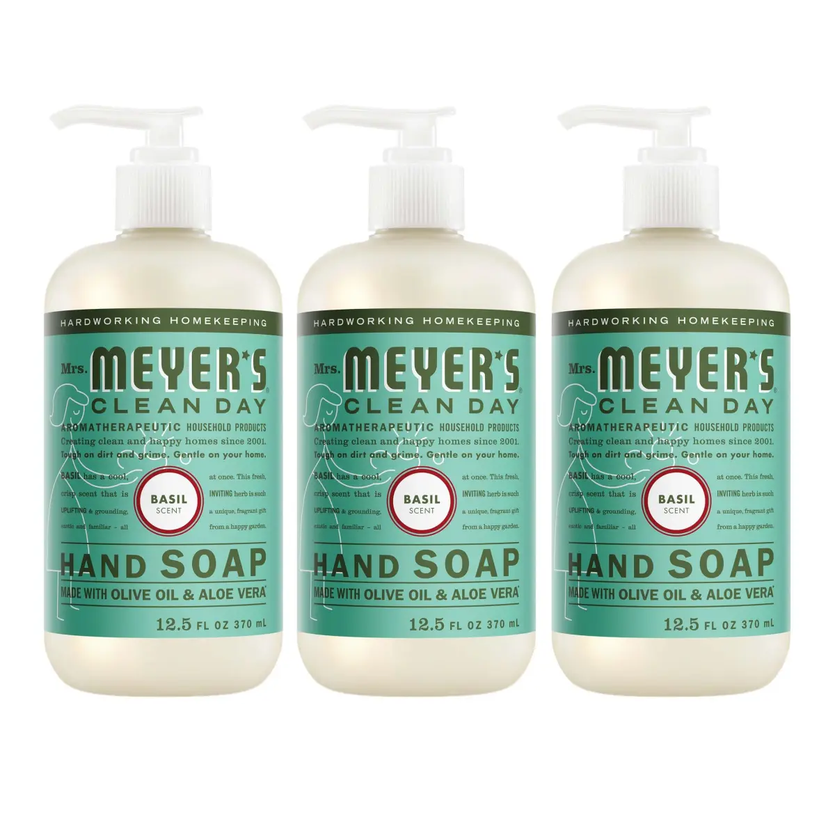 Mrs. Meyer's Clean Day Basil Hand Soap 375ml (12.5 Fl Oz) | Gentle Cleansing & Moisturizing - main product image