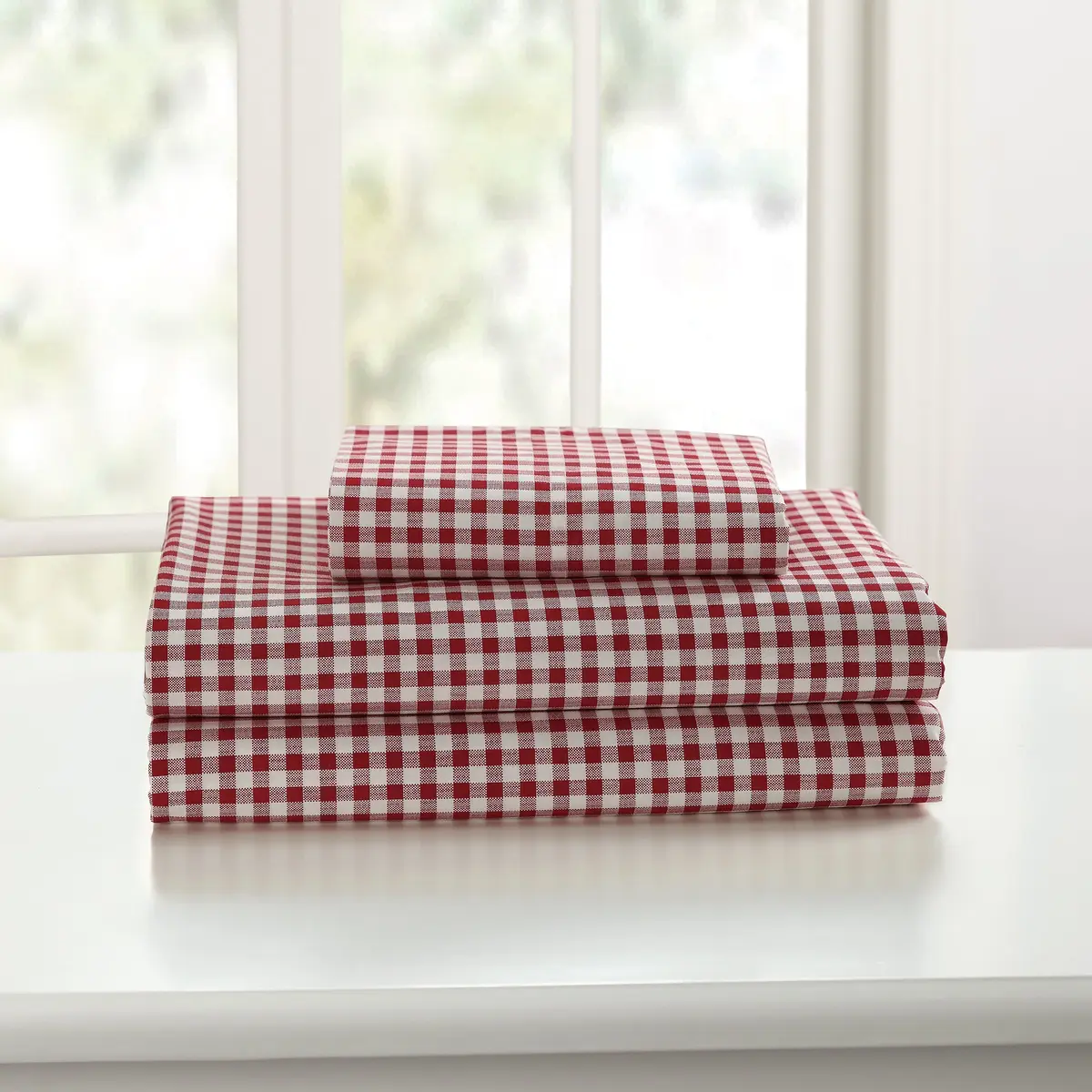 Laurel & Mayfair 250 Thread Count 100% Cotton Gingham Sheet Set Queen Size | Rustic & Breathable All Season - view 2