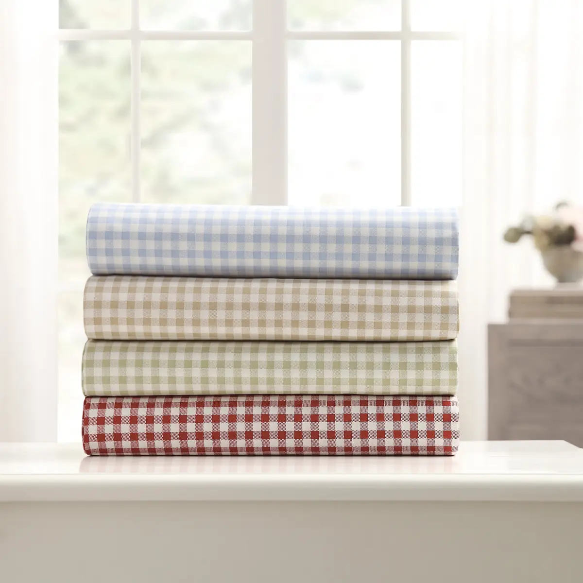Laurel & Mayfair 250 Thread Count 100% Cotton Gingham Sheet Set Queen Size | Rustic & Breathable All Season - view 3