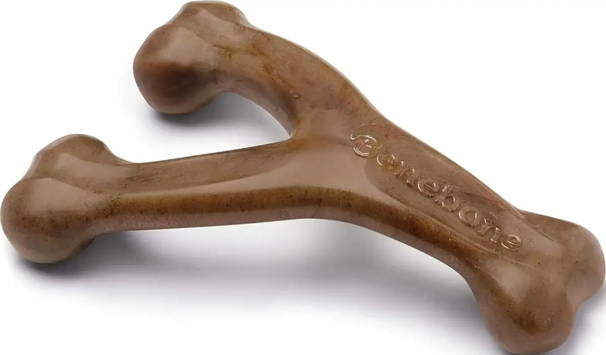 Benebone Wishbone Durable Dog Chew Toy Small Real Bacon Flavor | Tough Nylon for Aggressive Chewers - main product image