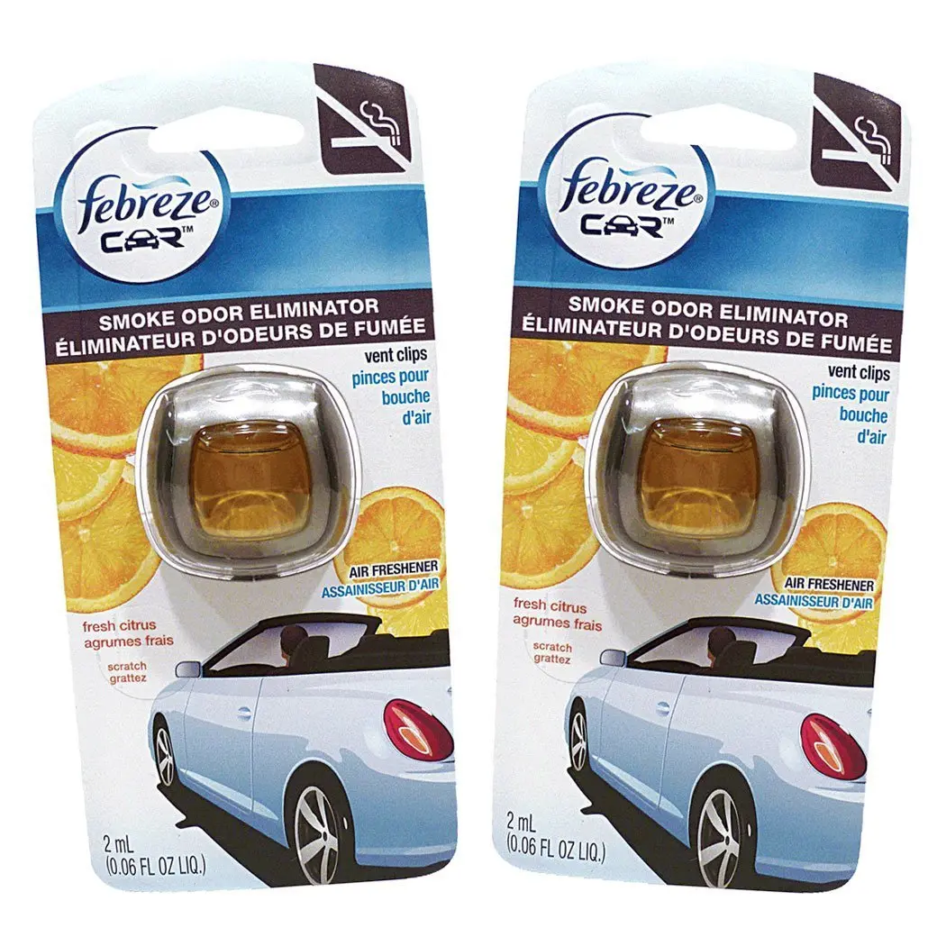 Febreze Car Vent Clips Air Freshener Smoke Odor Eliminator, Citrus Scent 2 Pack | Eliminates Odors for Up to 30 Days - main product image