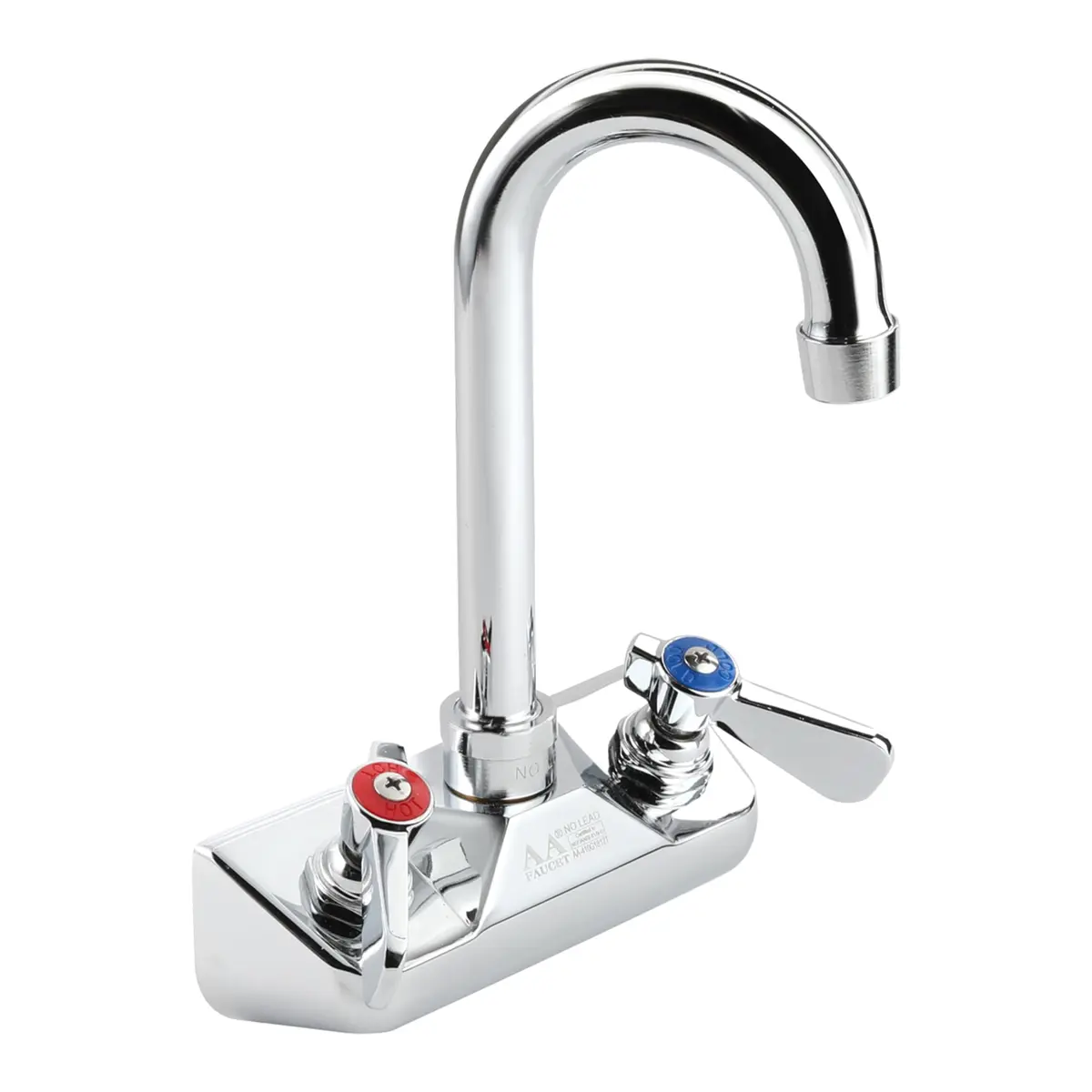 AA Faucet 4" Wall Mount Commercial Hand Sink Faucet with 3-1/2" Gooseneck Spout Brass Chrome NSF - main product image