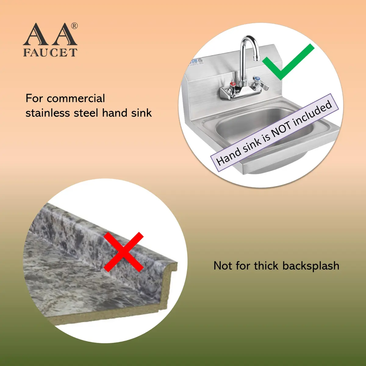 AA Faucet 4" Wall Mount Commercial Hand Sink Faucet with 3-1/2" Gooseneck Spout Brass Chrome NSF - view 5