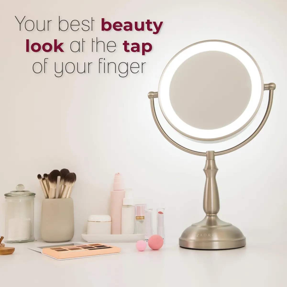 Zadro 11" Makeup Mirror with Lights and Magnification | Dimmable Touch LED Lighted Mirror with 10X Magnification - view 7